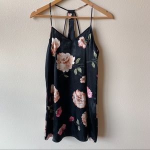 black floral slip dress